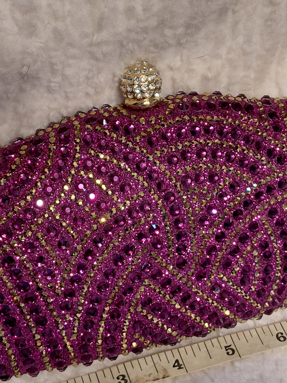 Embellished Magenta Crystal Clutch Bag - Picture 3 of 4